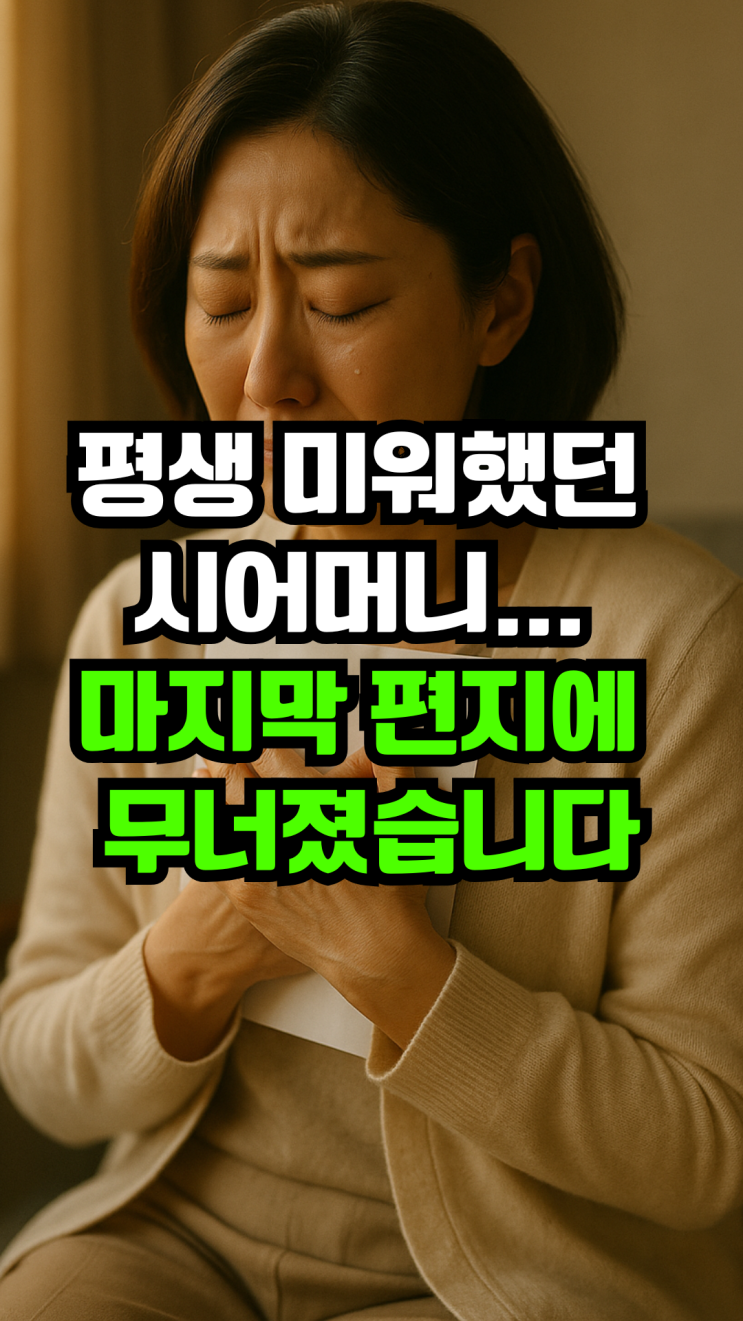  평생 미워했던 시어머니, 마지막 편지에 무너졌습니다