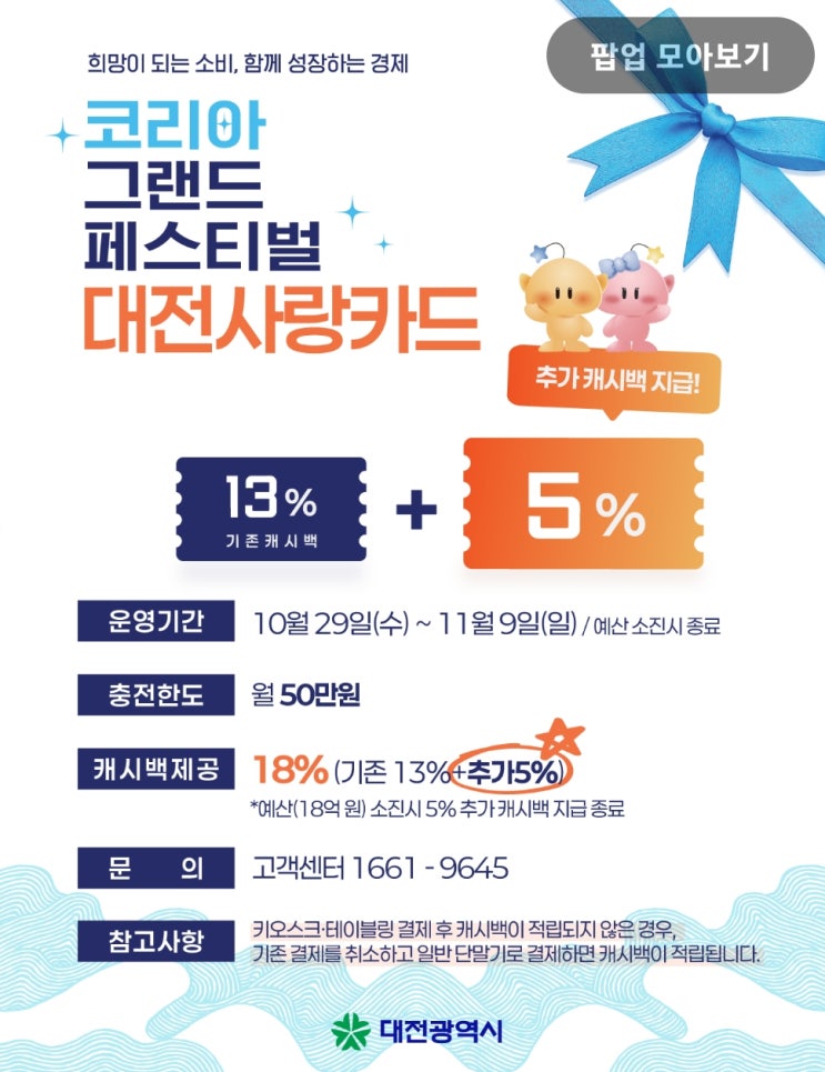  대전사랑카드 18% 캐시백 오늘 시작! 12일만 열리는 절약 찬스(활용팁)
