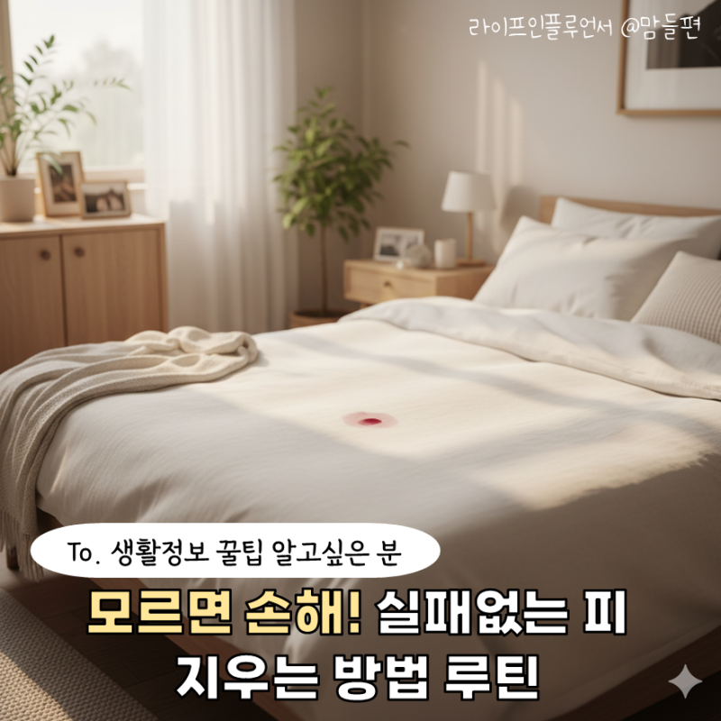 이불핏자국 피지우는방법 어렵지 않아요 생리혈지우기 꿀조합 대공개!
