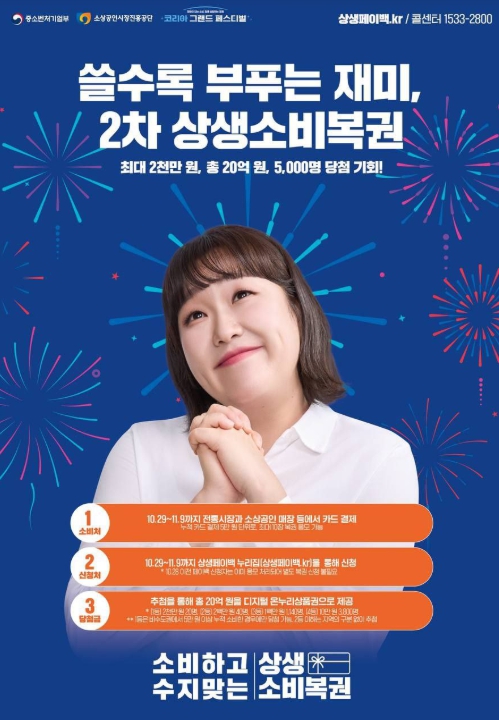 중소벤처기업부, 소비의 즐거움이 두 배! 제2차 상생소비복권, 온누리 환급행사 추진