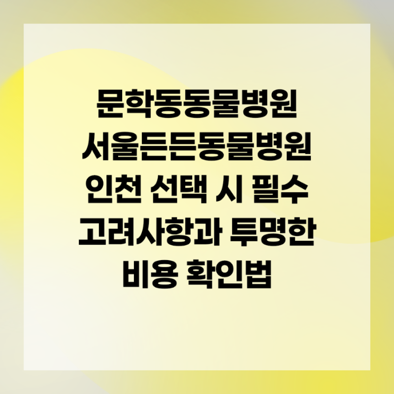 문학동동물병원 서울든든동물병원 인천 선택 시 필수 고려사항과 투명한 비용 확인법