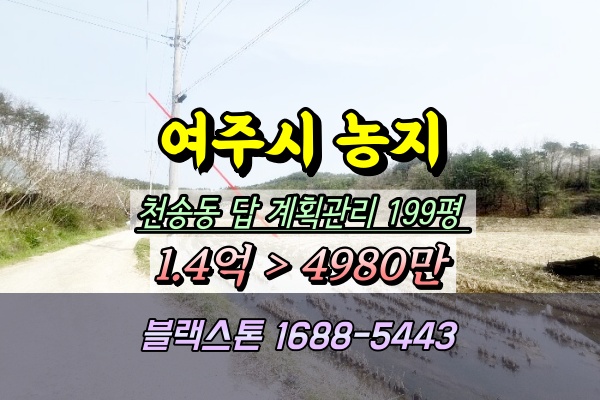  여주시 농지 경매 천송동 토지 200평 5천만원