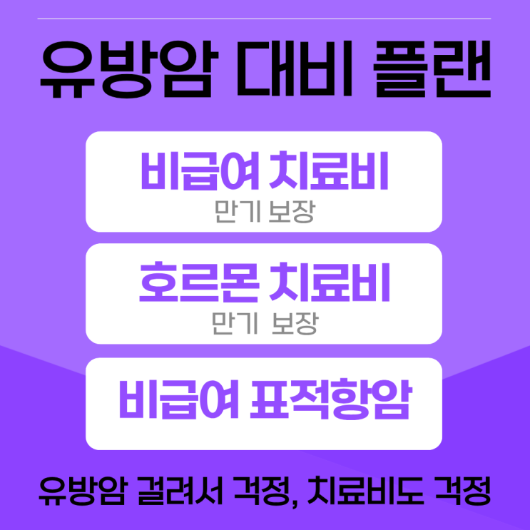  유방암, 비급여 치료비 걱정 끝! 표적항암, 호르몬 치료까지 든든한 유방암 대비 플랜!