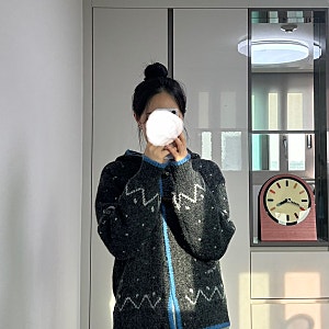 겨울 니트가디건 추천-비터셀즈 스노위 후드 가디건 차콜