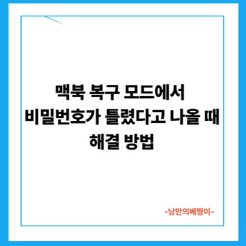 맥북 복구 모드에서 비밀번호가 틀렸다고 나올 때 해결 방법