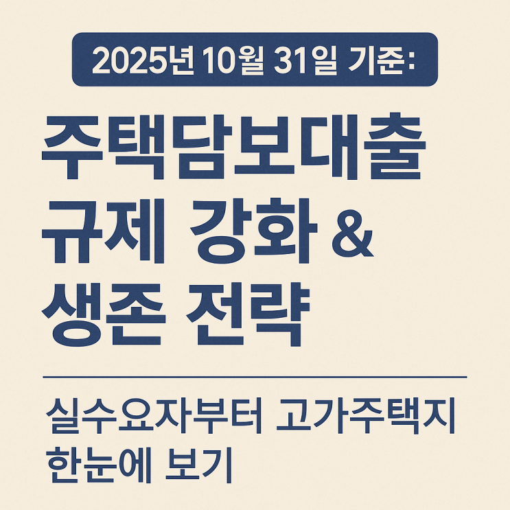  2025년 10월 기준 주택담보대출 규제 강화 – 실수요자부터 고가주택까지 한눈에 정리!