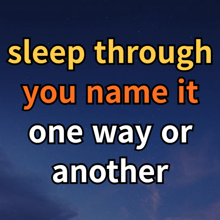  sleep through / you name it / one way or another 뜻 예문