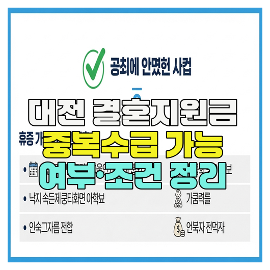  대전 결혼지원금 중복수급 가능 여부·조건 정리