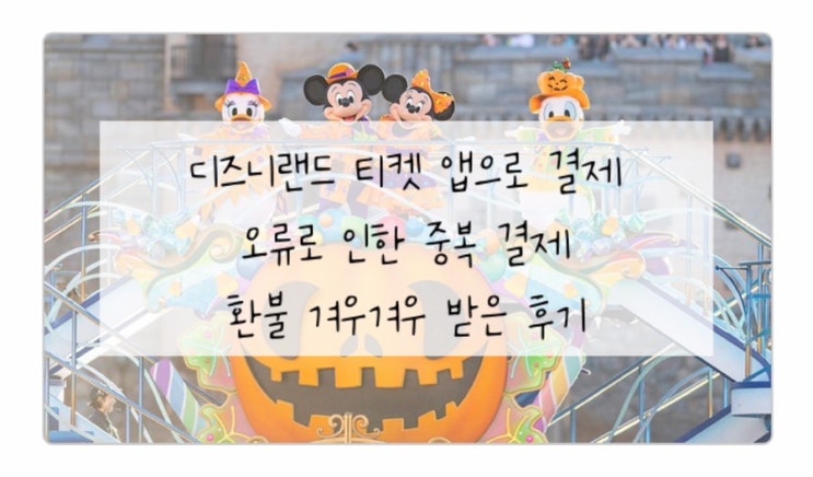  [도쿄 디즈니] 결제 중 오류로 인한 중복 결제 | 겨우겨우 환불 한 후기