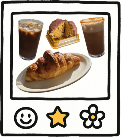 인덕원 베이커리카페 아더사이드_솔티카라멜크림라떼_카페라떼_크로와상_두바이쫀득쿠키