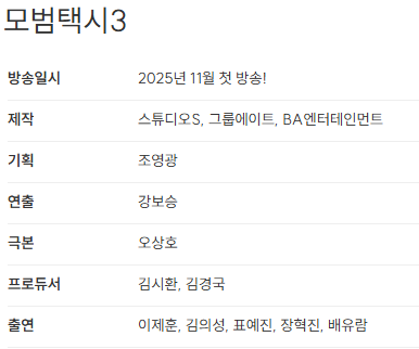  SBS 금토드라마 모범택시 시즌3
