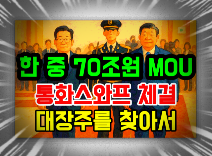 <b>한중</b> 70조원 규모 <b>통화스와프</b> MOU 체결 — 산업별 수혜주... 