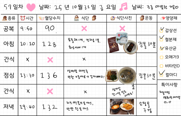  임신 36주차 | 임당식단 57일차 & 혈당체크 | 남산돈까스, 치즈떡볶이돈까스, 휘낭시에, 요플레, 성게알 미역국