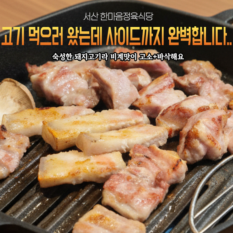  서산호수공원맛집 한마음정육식당 고기 먹으러 왔는데 사이드까지 완벽한 고깃집(놀이방있음)
