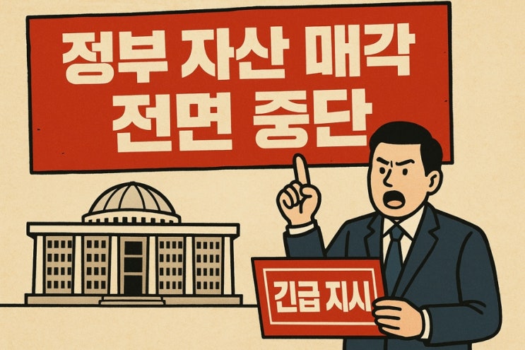 긴급 <b>지시</b>! <b>정부 자산 매각</b> 전면 <b>중단</b>, 도대체 왜? 초보자도... 