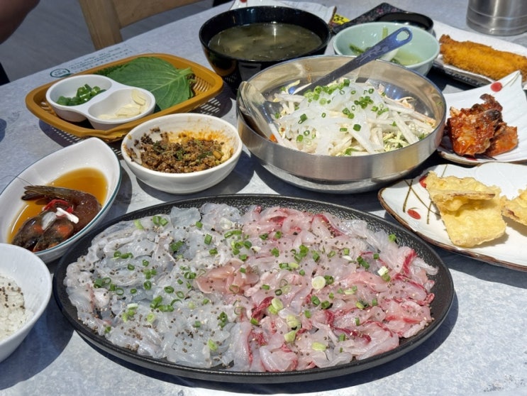  광주 첨단 횟집 추천 막회 맛집 룸 식당 한해물하네