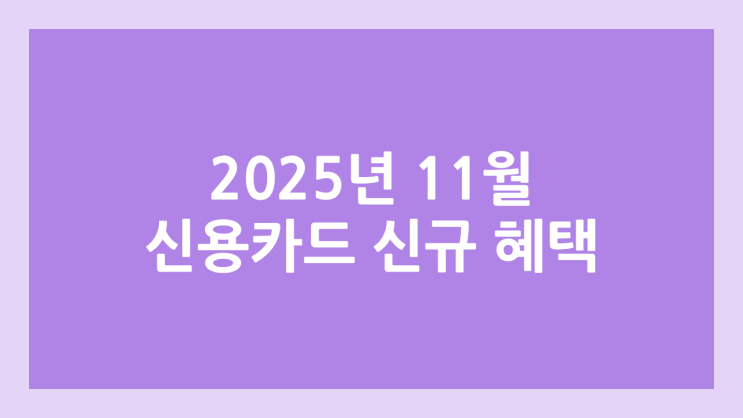 11월 신용카드 발급 이벤트 | 2025년 신규 혜택, 포인트, 현금 정리