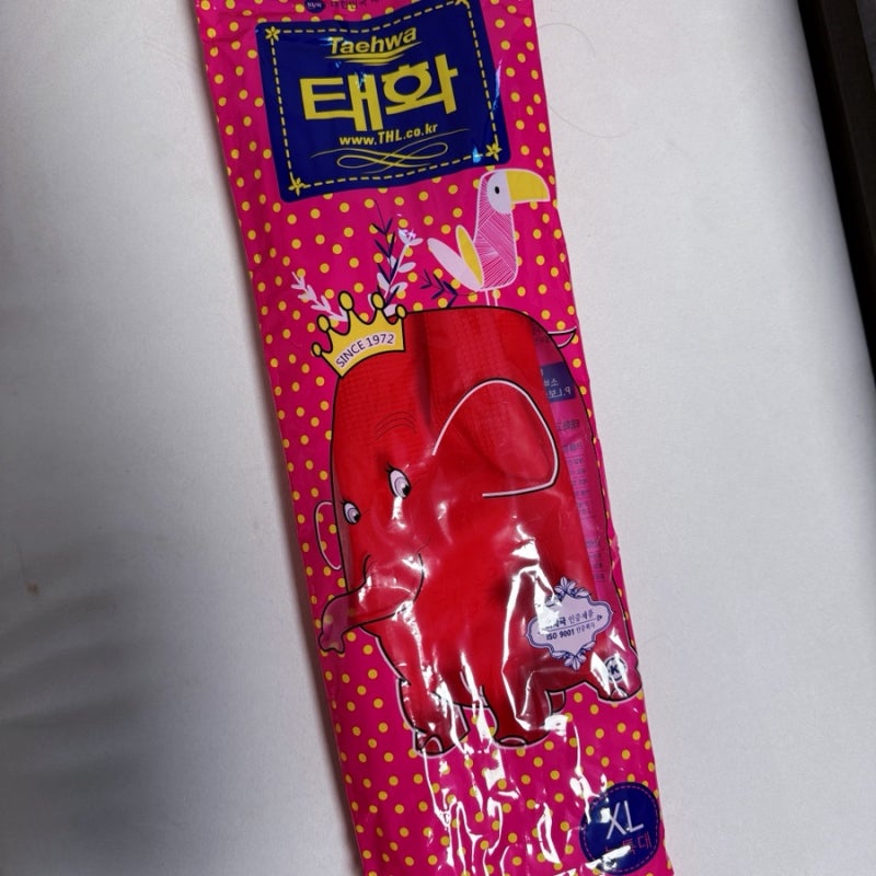 김장철 이염 걱정 없는 팔긴고무장갑 태화글로비즈 태화고무장갑 뉴특대 레드