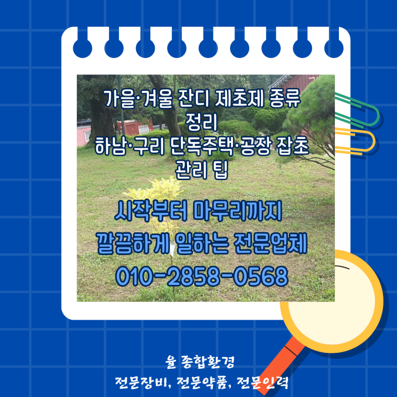 ❄️ 가을·겨울 잔디 제초제 종류 정리하남·구리 단독주택·공장 잡초관리 팁