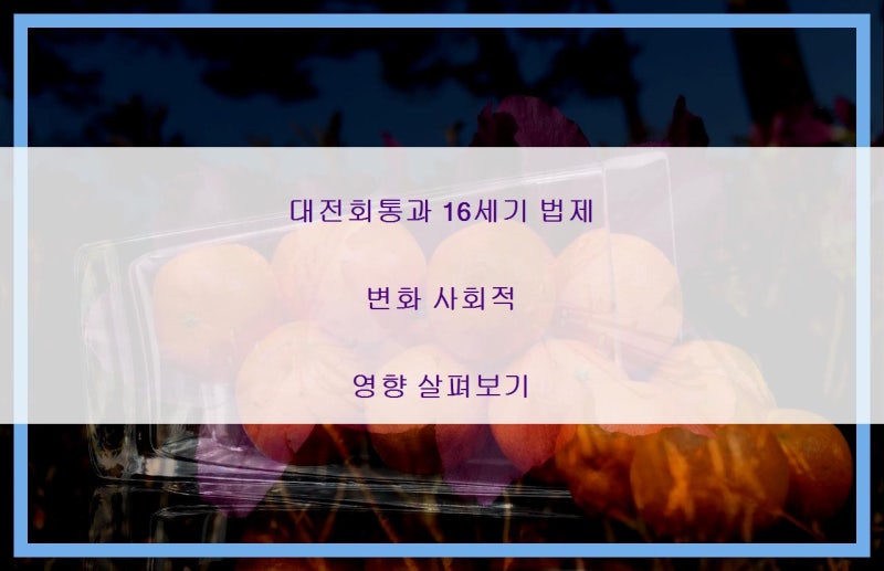 대전회통과 16세기 법제 변화 사회적 영향 살펴보기