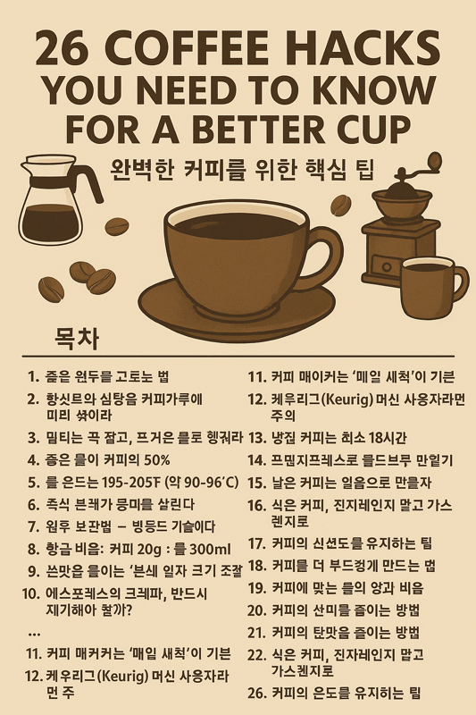   완벽한 커피 한 잔을 위한 26가지 핵심 팁 — 미국 Tasting Table 검증 가이드
