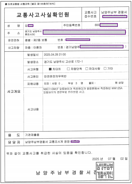  출퇴근 교통사고 뇌출혈 산재 보상, 무보험차 상해 보험