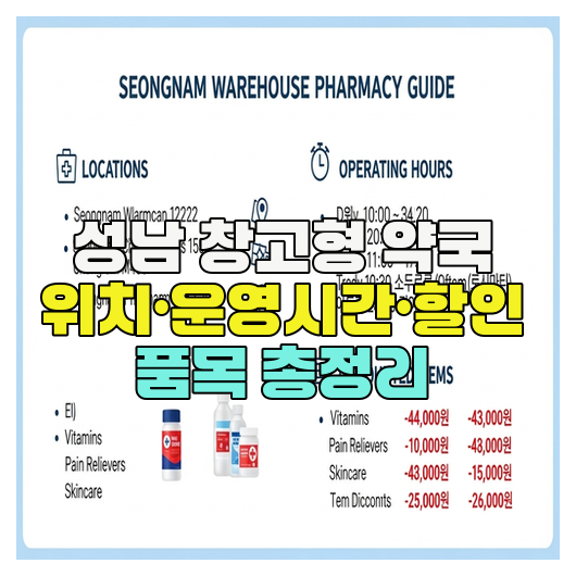  성남 창고형 약국 위치·운영시간·할인 품목 총정리