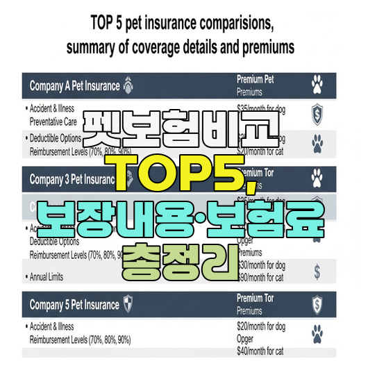  펫보험비교 TOP5, 보장내용·보험료 총정리