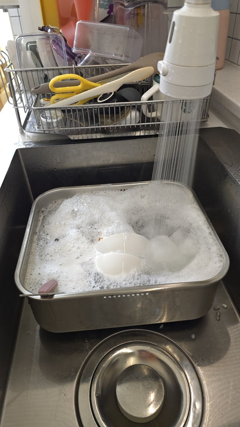 좁은 싱크대 사각 스텐 설거지통 밧드야 후기