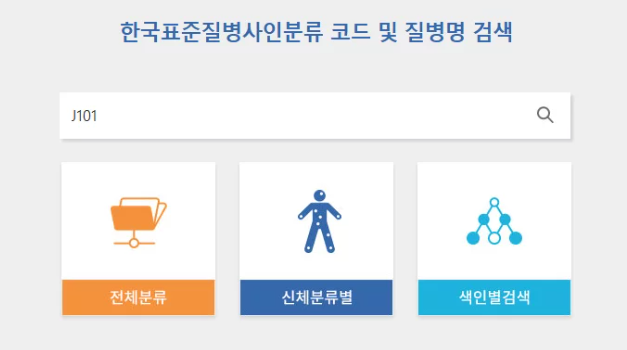독감 질병코드 종류 코드별 실비적용 여부 질병코드 조회방법