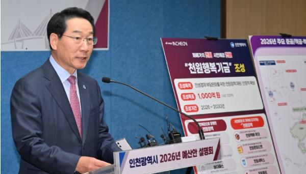인천시, 2026년 예산 15조 3,129억 원 편성…시민행복·미래투자 강화