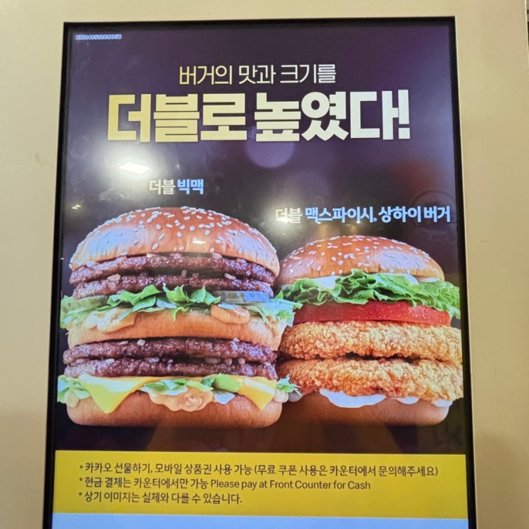  맥도날드 신상 버거 내돈내산 / 더블 빅맥과 더블 맥스파이시 상하이버거 비교 리뷰