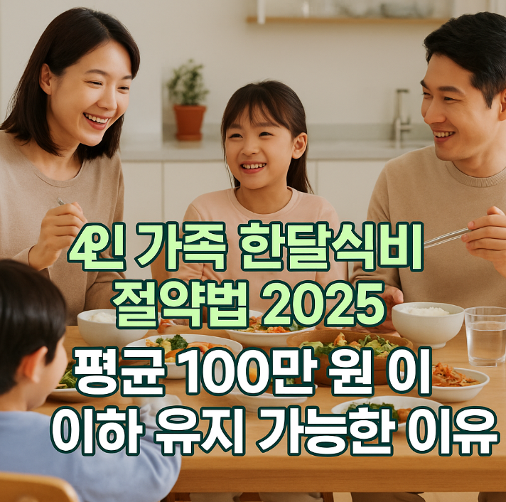  4인 가족 한달식비 절약법 2025｜평균 100만 원 이하 유지 가능한 이유