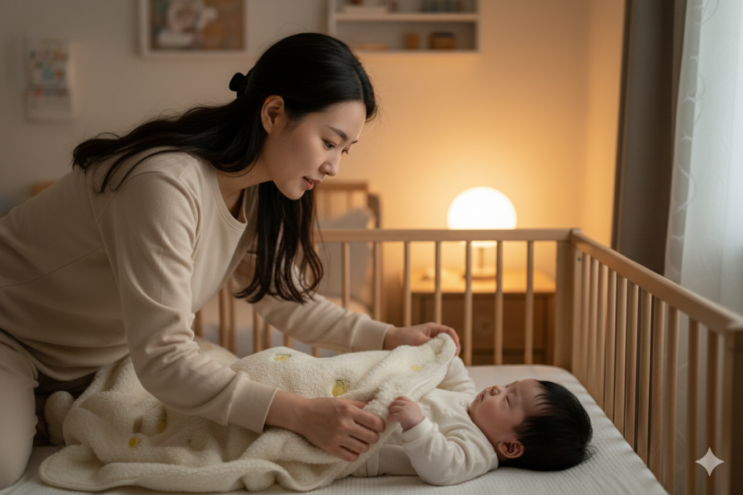  아기 수면조끼 극세사 후기 겨울 통잠의 비밀