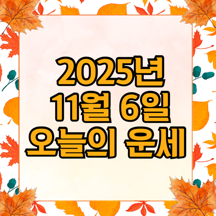  2025년 11월 6일 운세 오늘의운세 띠별운세