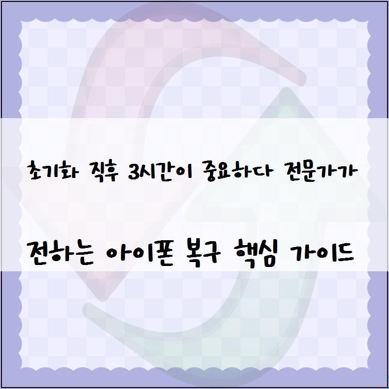 초기화 직후 3시간이 중요하다 전문가가 전하는 아이폰 복구 핵심 가이드