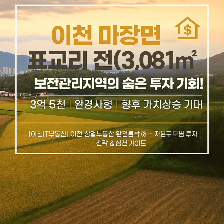  이천 마장면 표교리 토지 매매 3,081 — 보전관리지역 토지의 미래가치 분석 [이천IT부동산]