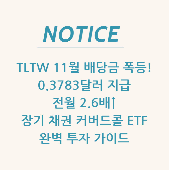  TLTW 11월 배당금 폭등! 0.3783달러 지급 전월 2.6배↑ 장기 채권 커버드콜 ETF 완벽 투자 가이드