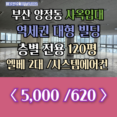 [매매] 부산 진구 양정동 역세권 대형빌딩 사옥 임대 5천/ 620만, 양정역 도보 1분거리 대로변