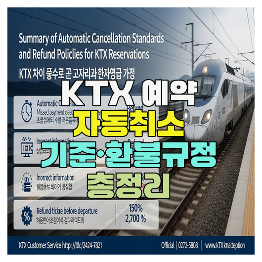  KTX 예약 자동취소 기준·환불규정 총정리