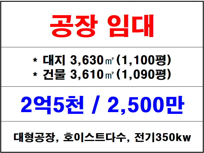  김해 공장 임대, 산업단지 내 대형 공장, 넉넉한 전력과 다수의 호이스트까지 시설 완비