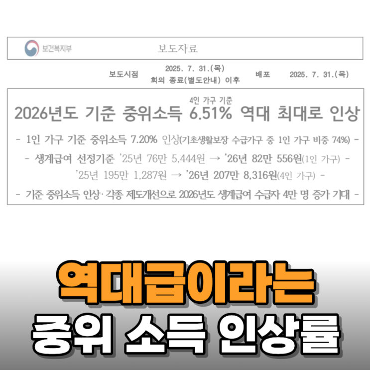  역대급이라는 2026년 기준 중위소득