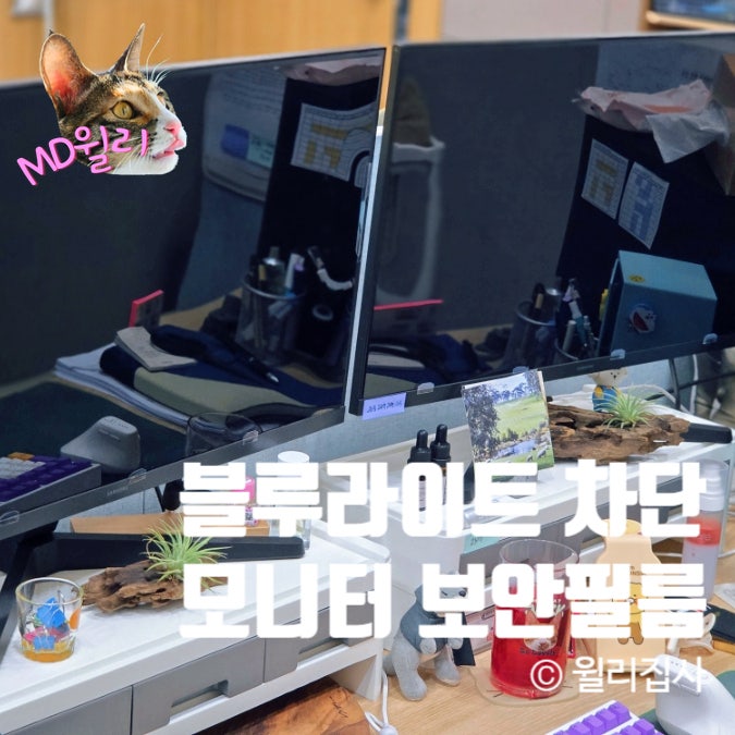  모니터 사생활 보호 필름 블루라이트 차단에 탈부착 가능한 가성비 좋은 필름스테이션