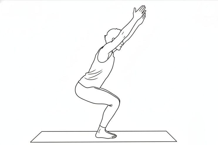  오늘의 요가 - 의자 자세, 우카타사나(Utkatasana) 깊게 앉기!