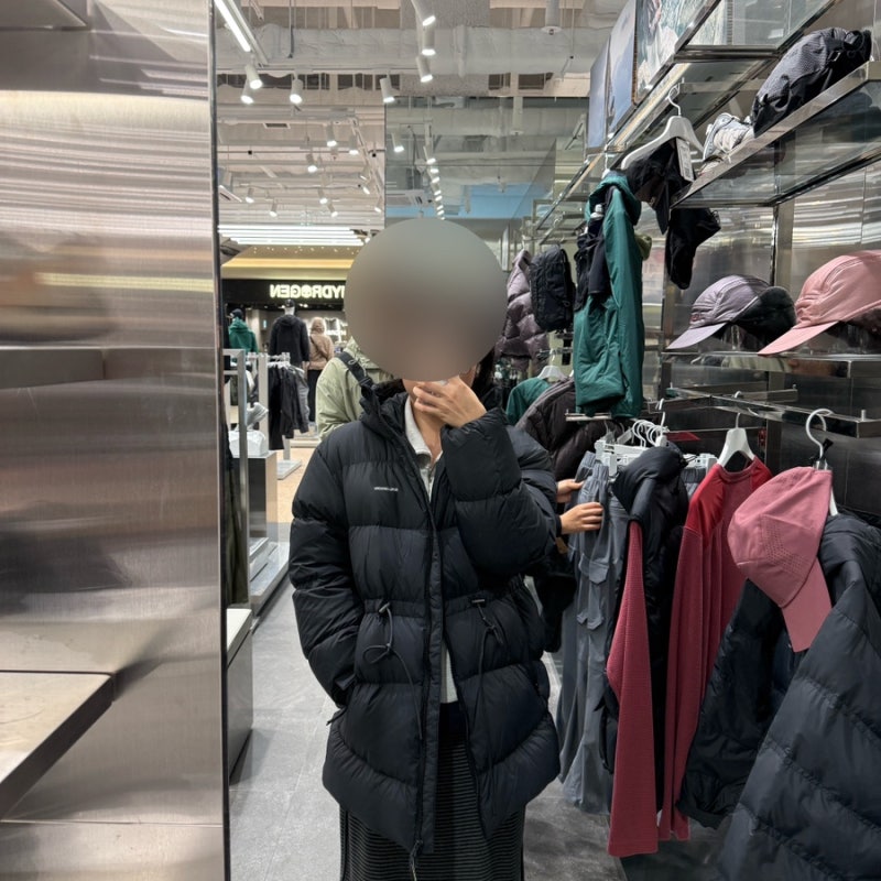 무신사 경량패딩 여자 사이즈 비교 착샷 후기 / 살로몬, 노페, 뉴발, 무신사 비교
