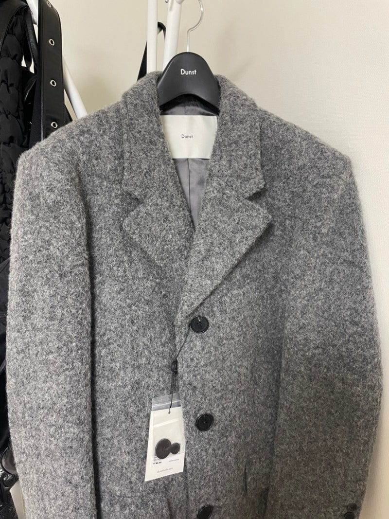 [던스트] 투웨이 쓰리버튼 부클 울코트 멜란지 그레이 xs사이즈 후기/ 2-way 3button boucle wool coat ....
