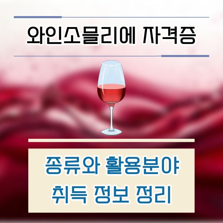  와인소믈리에 자격증 종류 활용분야, 취득 정보 정리