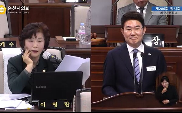  “의원님 지역구도 아닌데 오지랖 넓습니다” 막말…노관규 시장, 시민대표 기관 의회 경시‘논란’