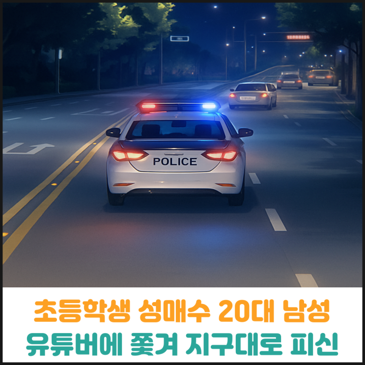  초등학생 성매수 20대 남성, 유튜버에 쫓겨 지구대로 피신