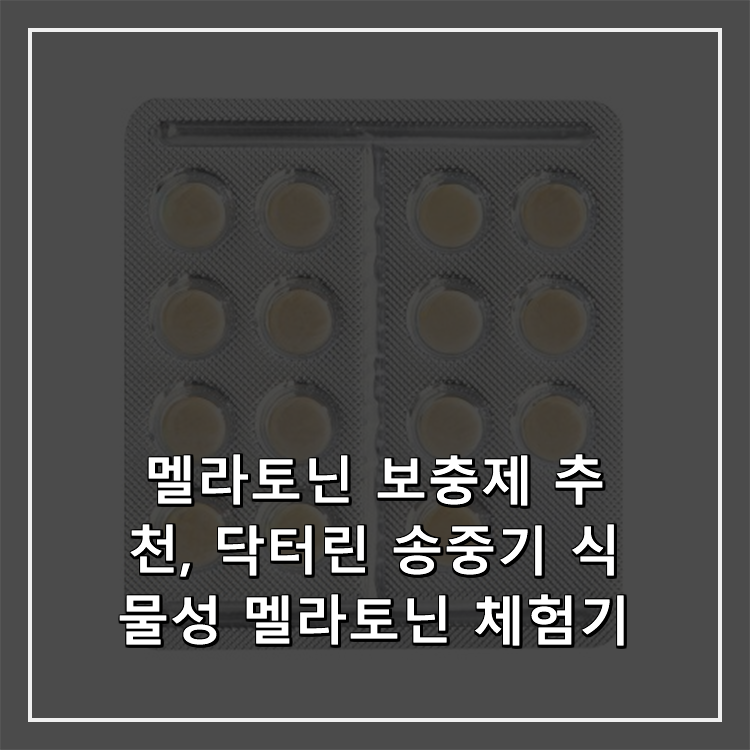 멜라토닌 보충제 추천, 닥터린 송중기 식물성 멜라토닌 체험기